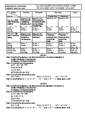 Kiểm tra môn số học lớp 6 tuần 6 - Học kỳ I - Năm học 2016 - 2017
